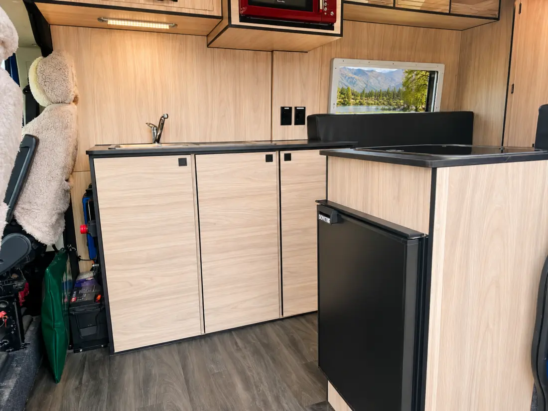 Completed campervan kitchenette after Elite RV refurbishment