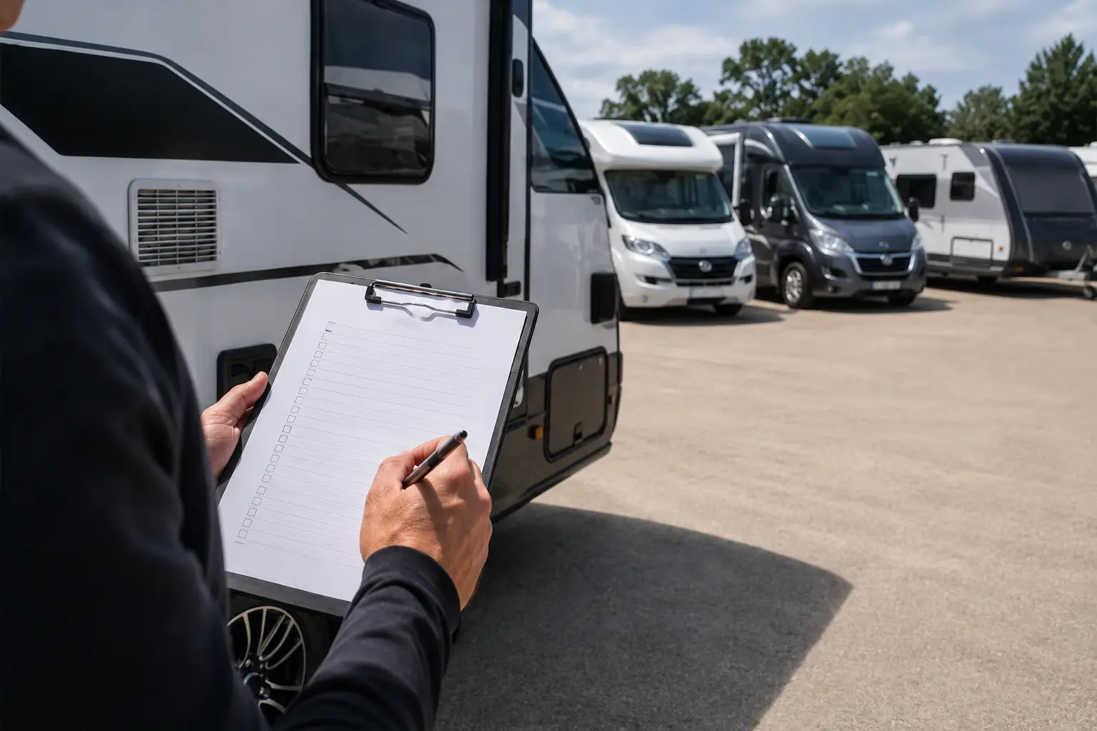 Motorhome inspection being completed for an on-behalf sale