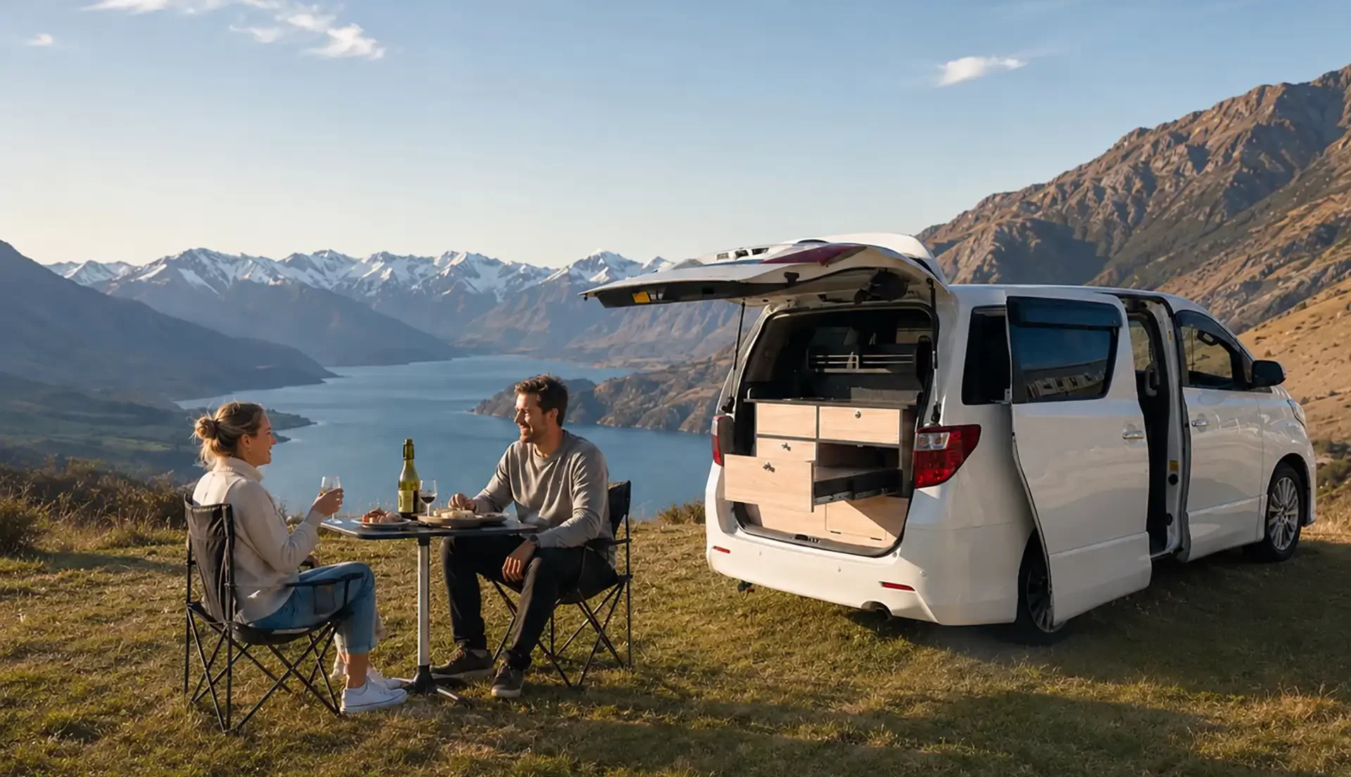 Elite RV Escapade Toyota campervan set up for touring in New Zealand