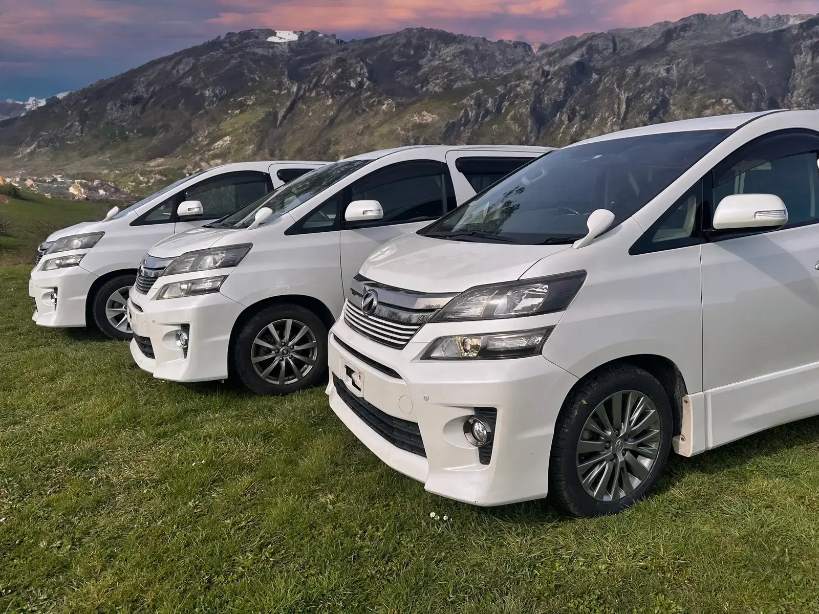 Three Toyota Vellfire and Alphard vehicles used for the Elite RV Montana campervan